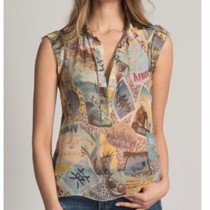 DVF Sheer Silk Travel Novelty Safari Blouse